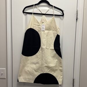 J. Crew Factory Cream Mini Dress with Black Dot Details
